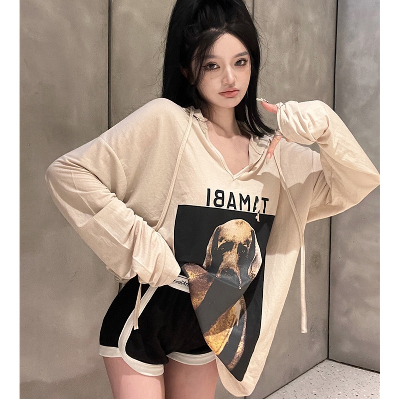 Áo Hoodie Chống Nắng Form Rộng In Họa Tiết Thời Trang Mùa Hè