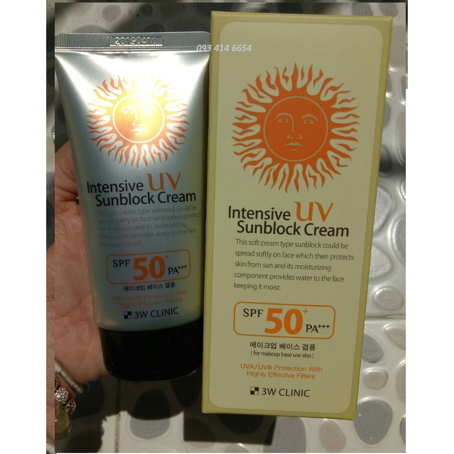 [Chính Hãng] Kem chống nắng 3w Clinic Intensive UV Sunblock Cream SPF 50 Pa+++