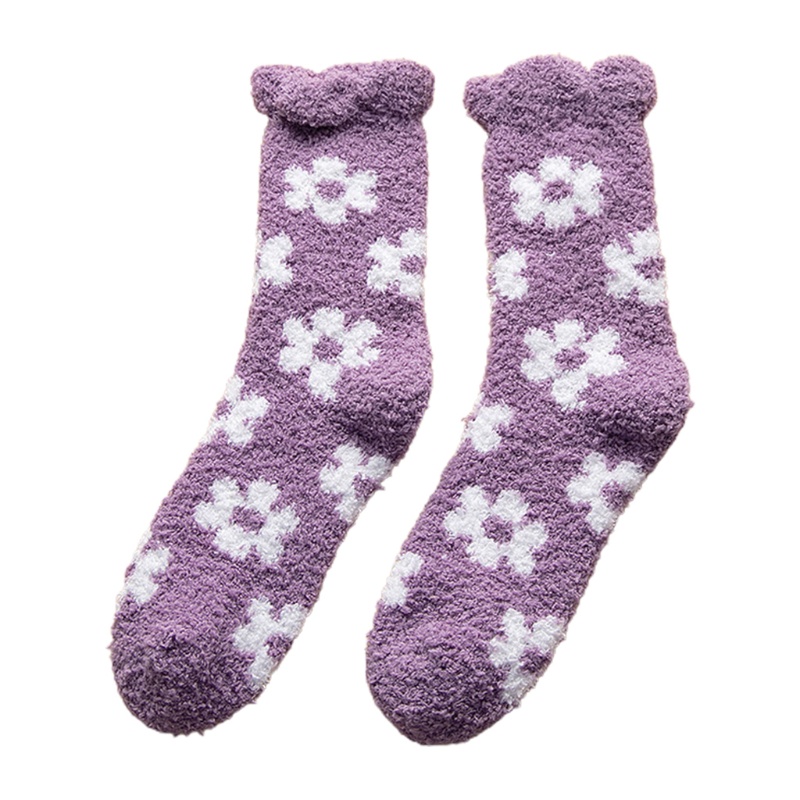 Xixi Đôi Tất Nhung Màu Trơn Phối Bèo Nhún Thời Trang Mùa Đông Cho Nữ