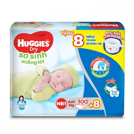 [Chính hãng] Miếng lót Sơ Sinh Huggies NB 1 (100 miếng) - NB 2 (60 miếng)