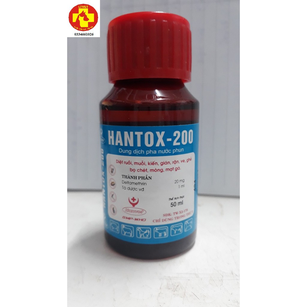 Hantox-200/ Chai 50 ml: Diệt muỗi, côn trùng, gián, ruồi, kiến, bọ chét 1 cách tối ưu, có combo đi kèm bám dính