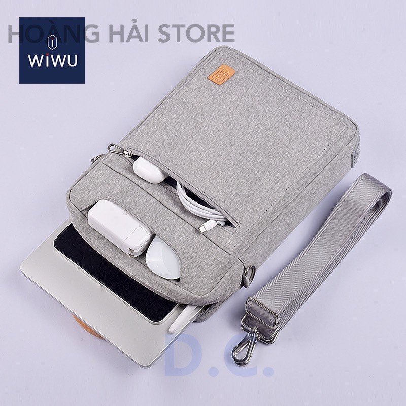 Túi đeo chéo dọc Wiwu chống sốc ipad, surface, macbook, laptop 12.9 inch, 13 inch, túi xách công sở nam nữ đeo chéo