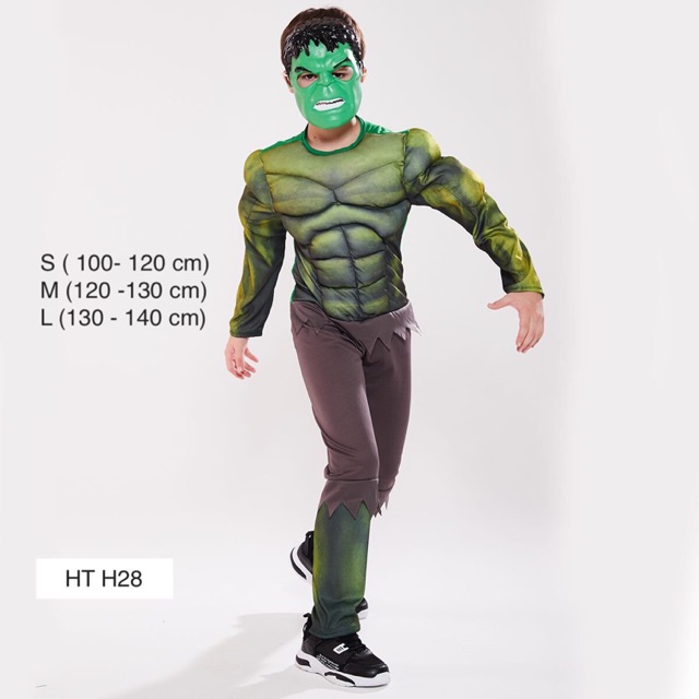 Bộ quần áo trẻ em hoá trang siêu anh hùng Người khổng lồ xanh Hulk.