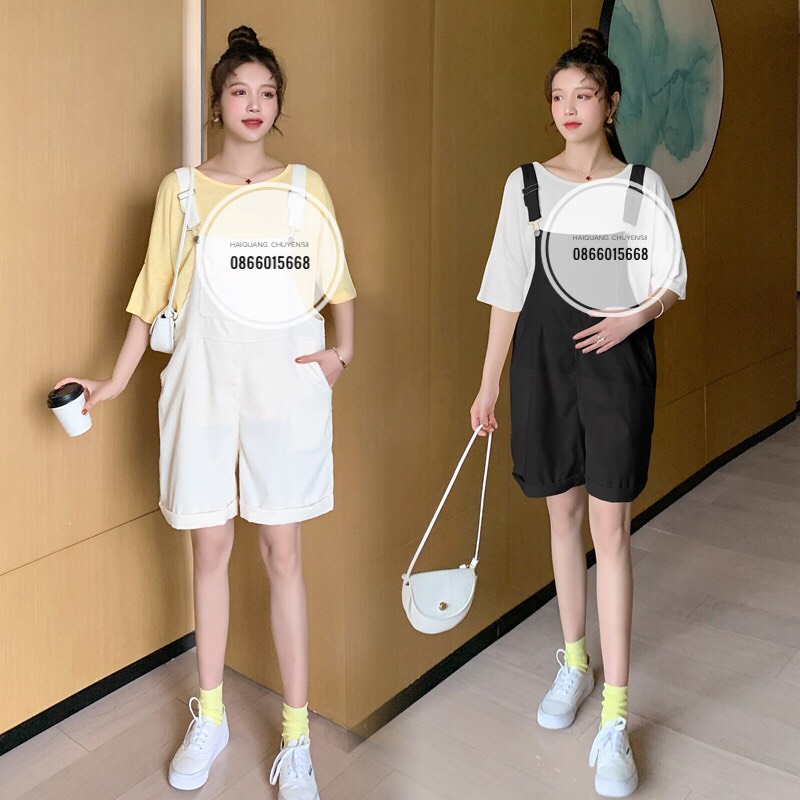 Quần yếm túi ngực Haiquang ULZZANG phong cách Hàn Quốc chất jean mềm mát Mã 10-09