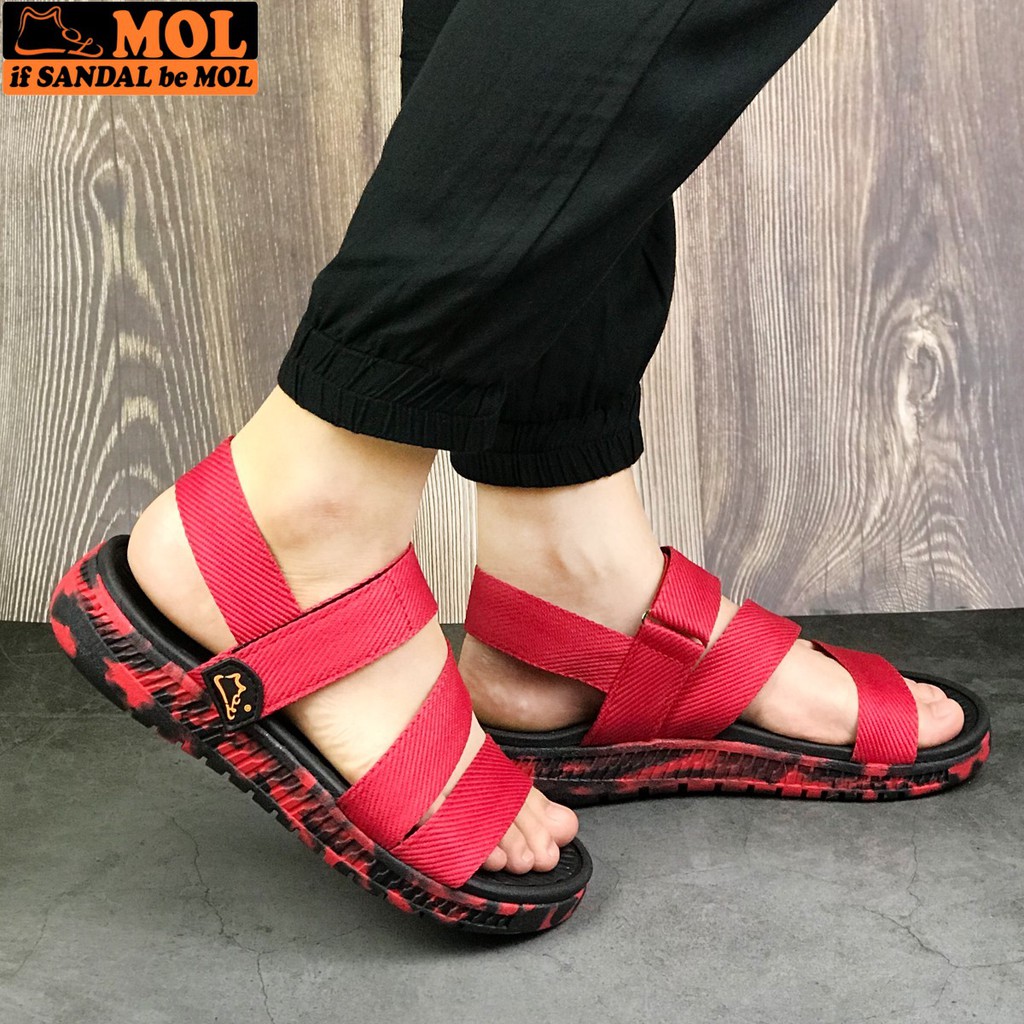 Giày sandal couple nam nữ quai ngang siêu nhẹ có quai hậu cố định cho cặp đôi mang đi học đi biển du lịch hiệu MOL MS2RB