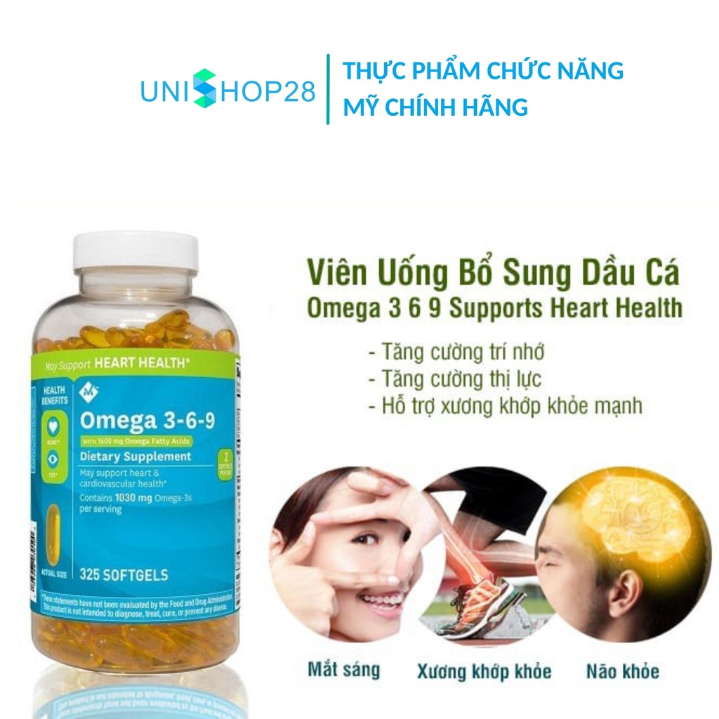 Viên Uống Dầu Cá Member’s Mark Omega 369 Supports Heart Health 1600mg bổ sung các vitamin, TPCN Mỹ