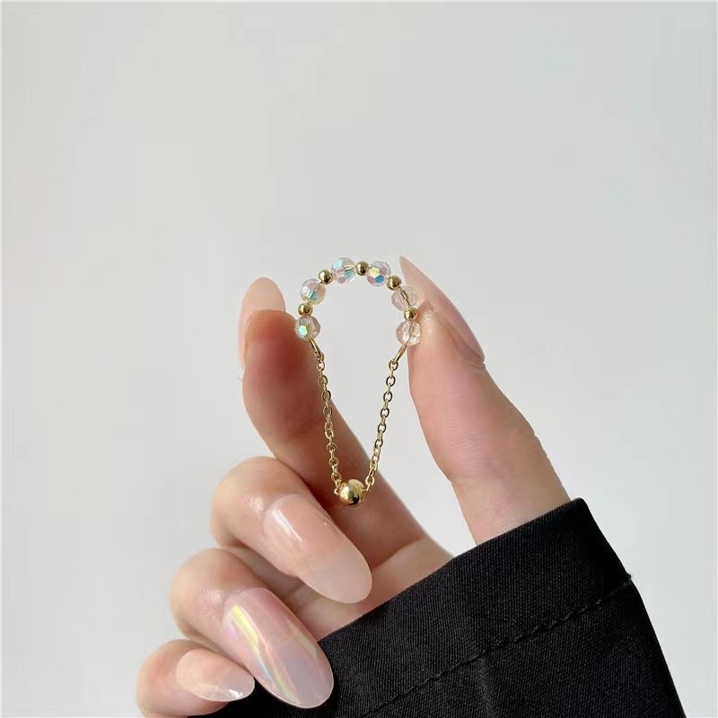 Khuyên tai chuỗi hạt tròn trong suốt đơn giản cá tính thời trang mùa hè F293