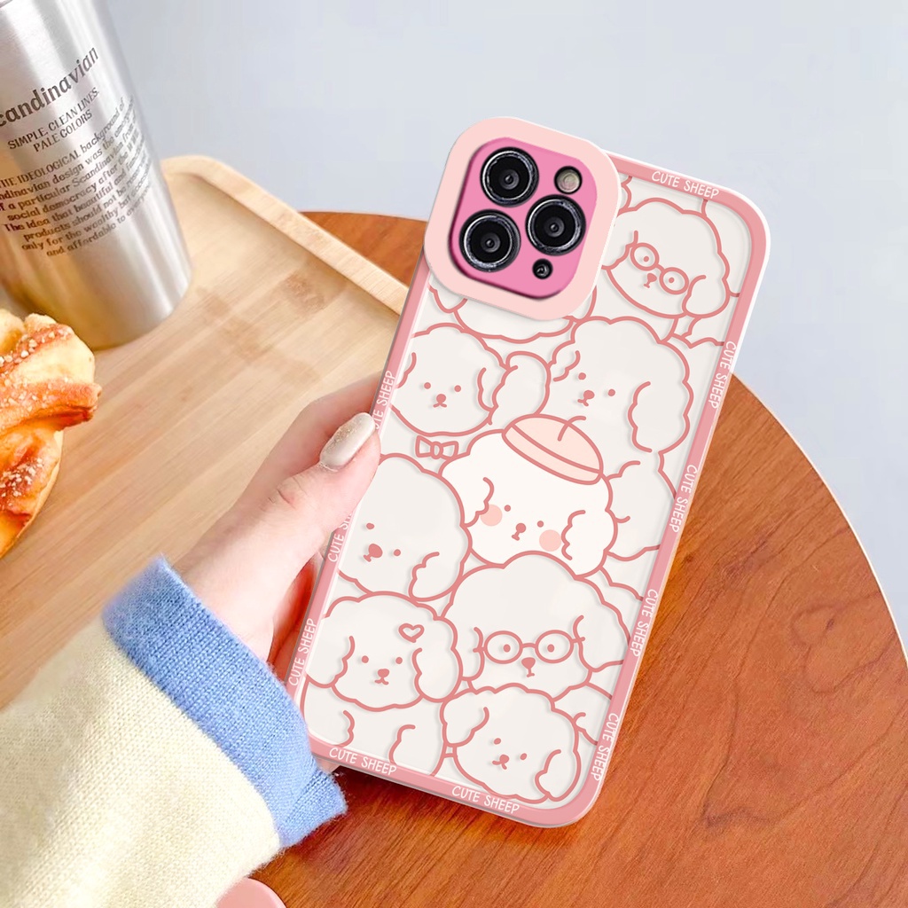 Ốp lưng iphone Cute Sheep trong cạnh vuông 6/6plus/6s/6splus/7/7plus/8/8plus/x/xr/xs/11/12/13/pro/max/plus/promax
