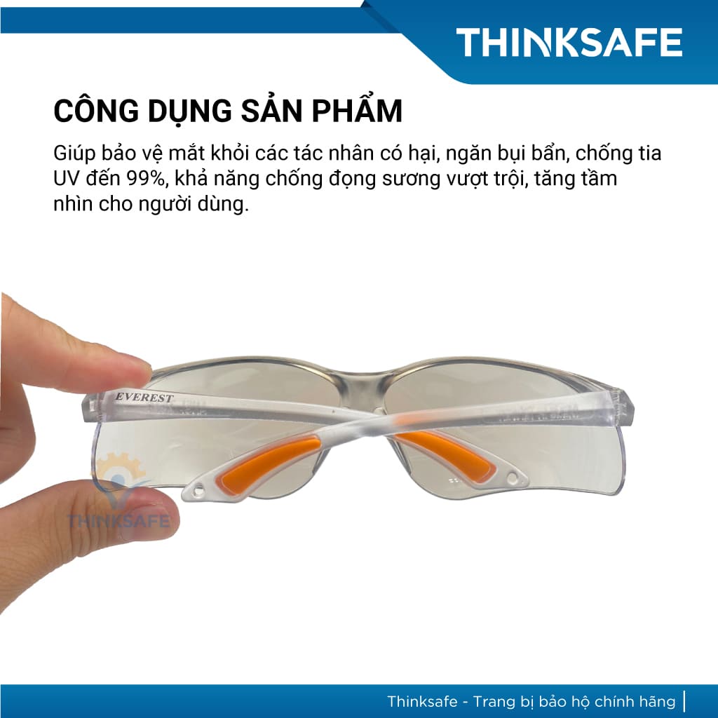 Kính chống bụi đi đường  EV203 chống bụi Chống tia UV kiểu dáng ôm khuôn mặt Kính bảo hộ chính hãng - THINKSAFE