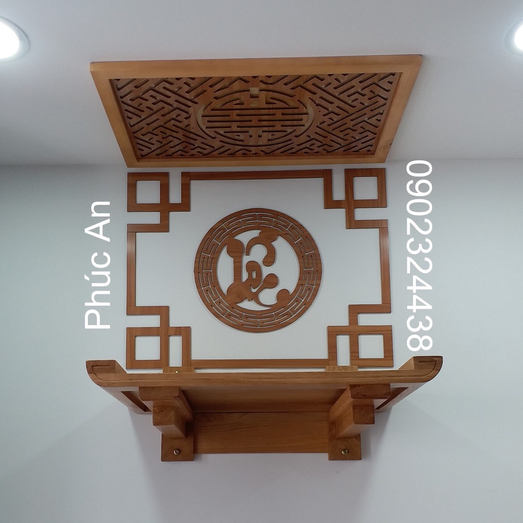 Giá kệ gỗ bàn thờ đẹp dài 60 - 40, giao đầy đủ giống hình
