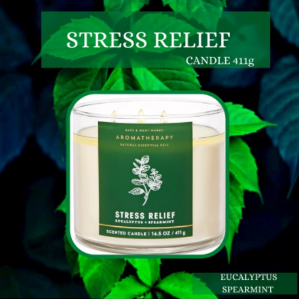 [BILL MỸ] Nến Thơm Thư Giãn Bath And Body Work WHITE BARN 3 Bấc Mùi STRESS RELIEF