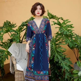 Váy maxi thổ cẩm đi biển🌊