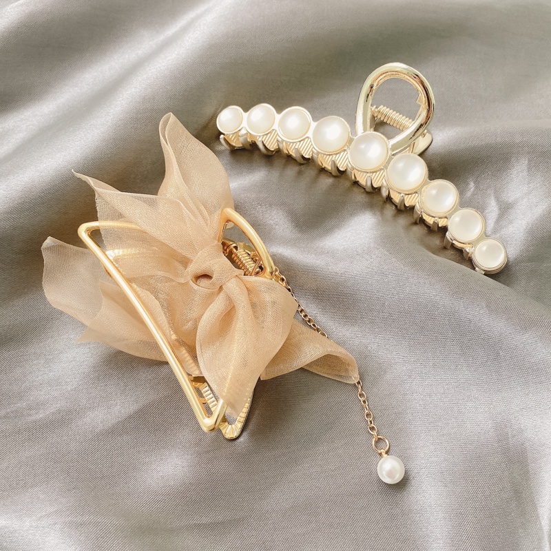 Kẹp tóc kim loại đính ngọc trai nhân tạo thời trang dành cho nữ