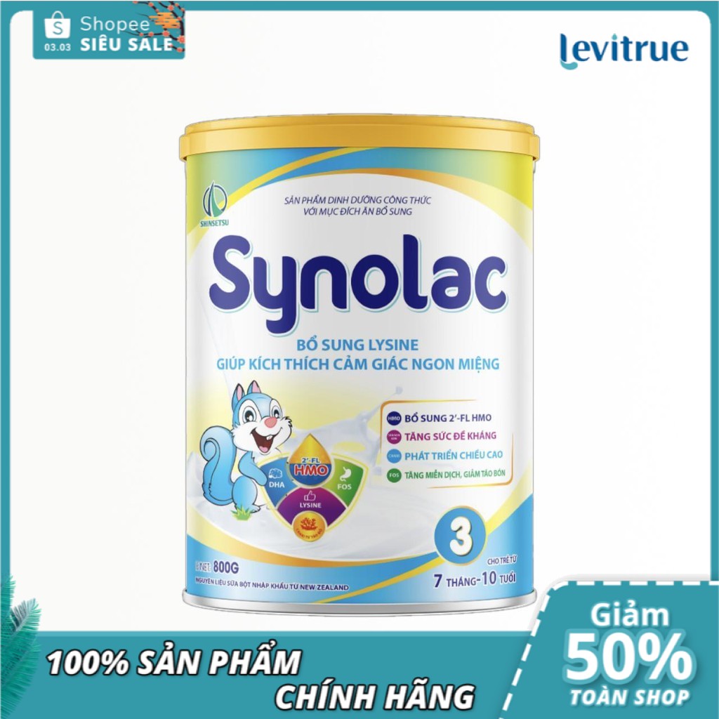 Sữa biếng ăn👨‍❤️‍💋‍👨Freeship👨‍❤️‍💋‍👨 Sữa Synolac 1 và Synolac 3 - dành cho trẻ em - hộp 800g