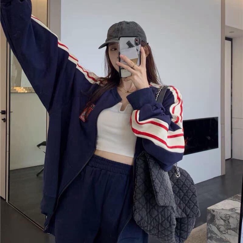Áo Khoác Nỉ Nam Nữ Áo Khoác Viền Rót Sọc PiTao Tay Bồng Freesize Form Rộng Unisex - Hàng mới về