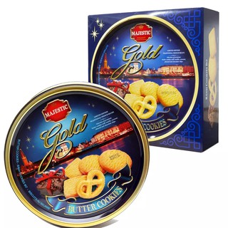 [ HỘP THIẾC SANG TRỌNG - CÓ TÚI ] Hộp 454gr Bánh Quy Bơ Socola Cookies Majestic Gold Richy (Date: 12 tháng)