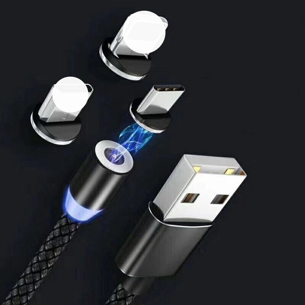 Dây Cáp Sạc IPDây Dù Micro Type C cáp nam châm 3 đầu