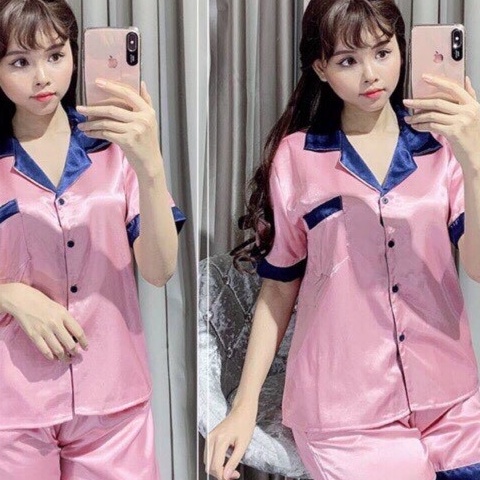 Bộ ngủ pijama lụa phi phối cổ loại đẹp