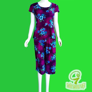 Đồ bộ thời trang trung niên - áo cổ tròn duyên dáng- thời trang nữ