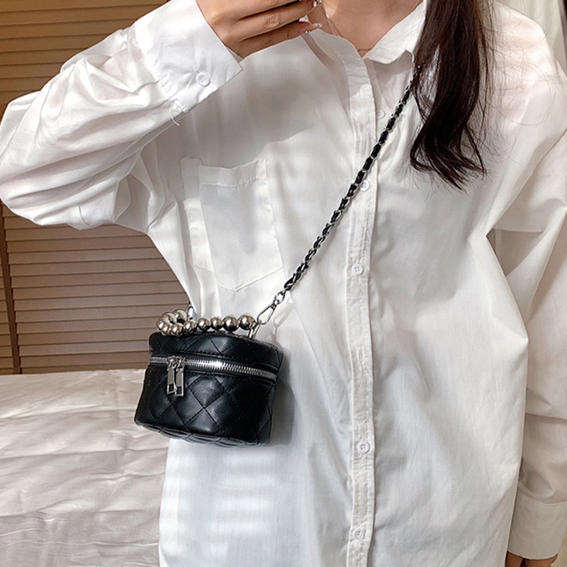 Túi đeo vai IELGY mini họa tiết sọc hình thoi phối chuỗi xích thời trang dành cho nữ