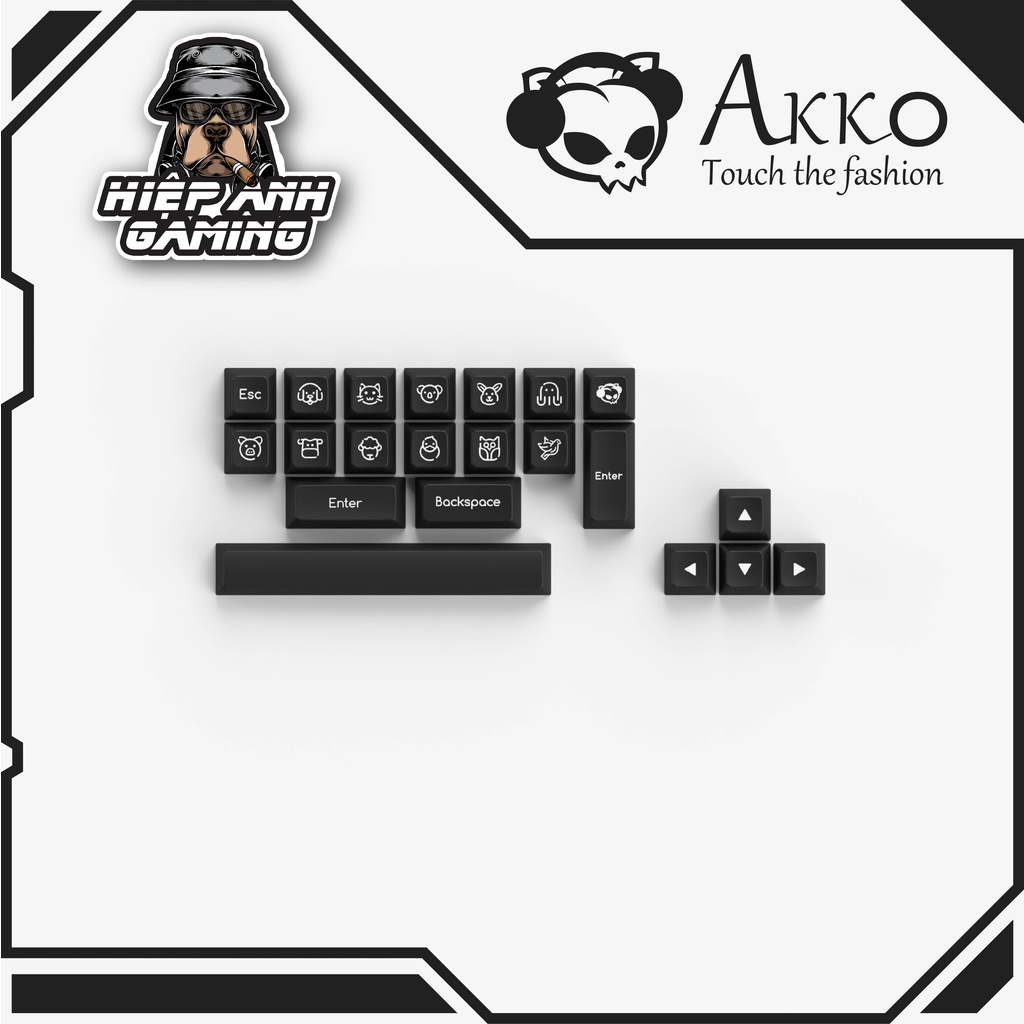 AKKO Keycap Set – Black on White BoW  | Hàng chính hãng Akko Việt Nam
