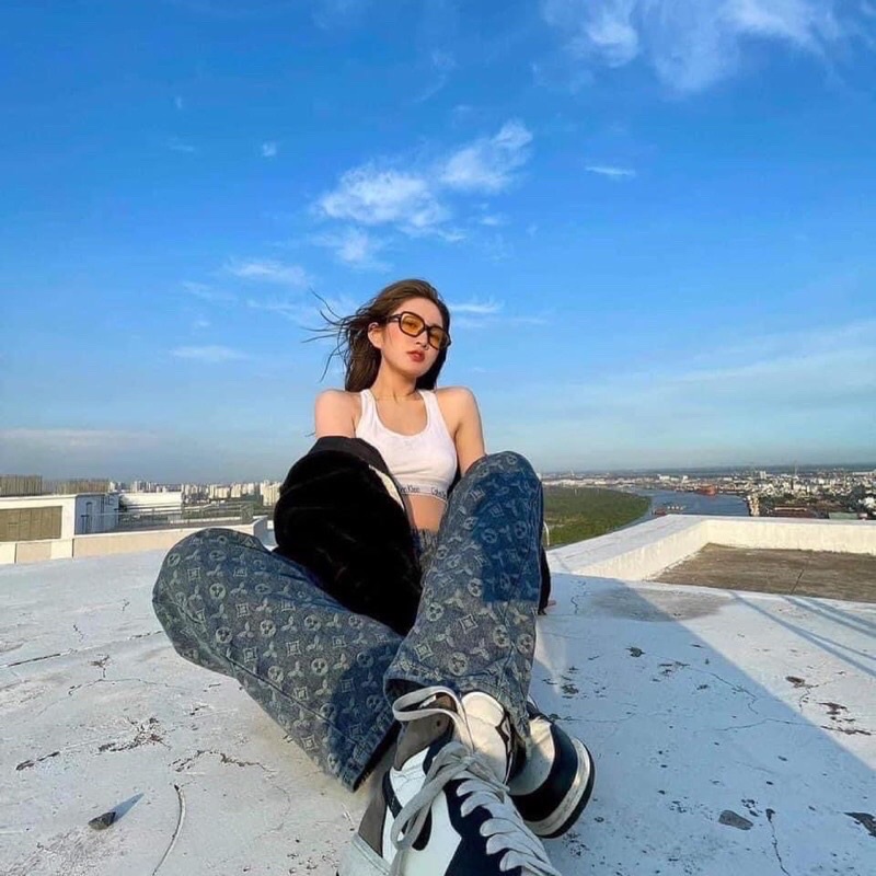 Quần jean ống rộng GG ( Ảnh thật )