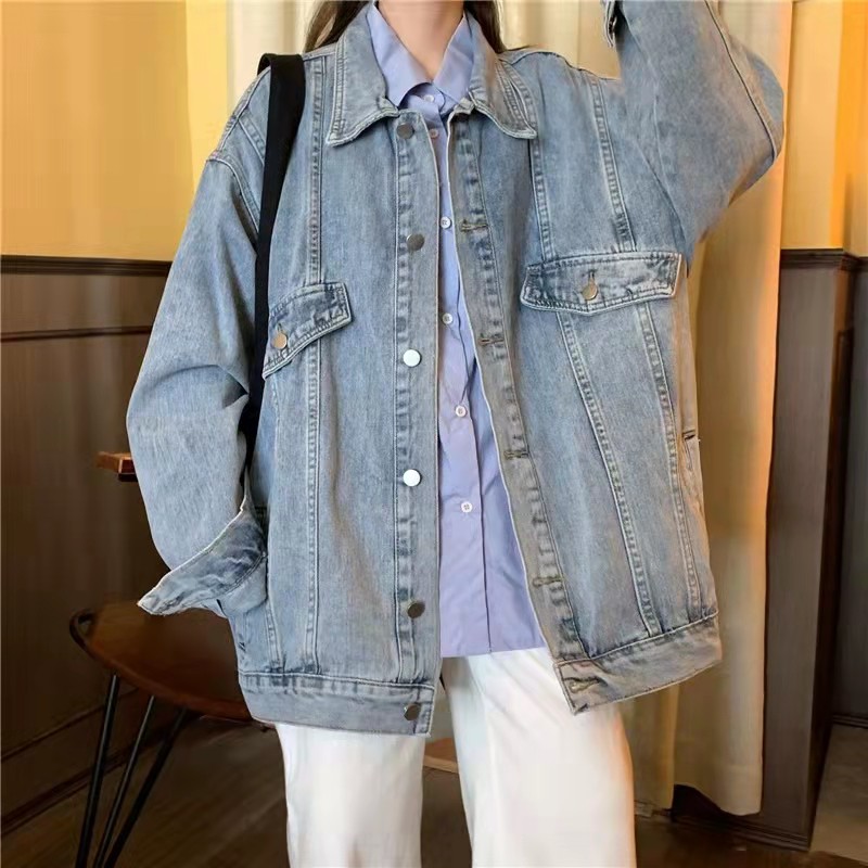 Denim jacket female spring, autumn and summer Korean version loose 2021 new ins tide Harajuku net red wind wild retro Hong Kong flavor | BigBuy360 - bigbuy360.vn