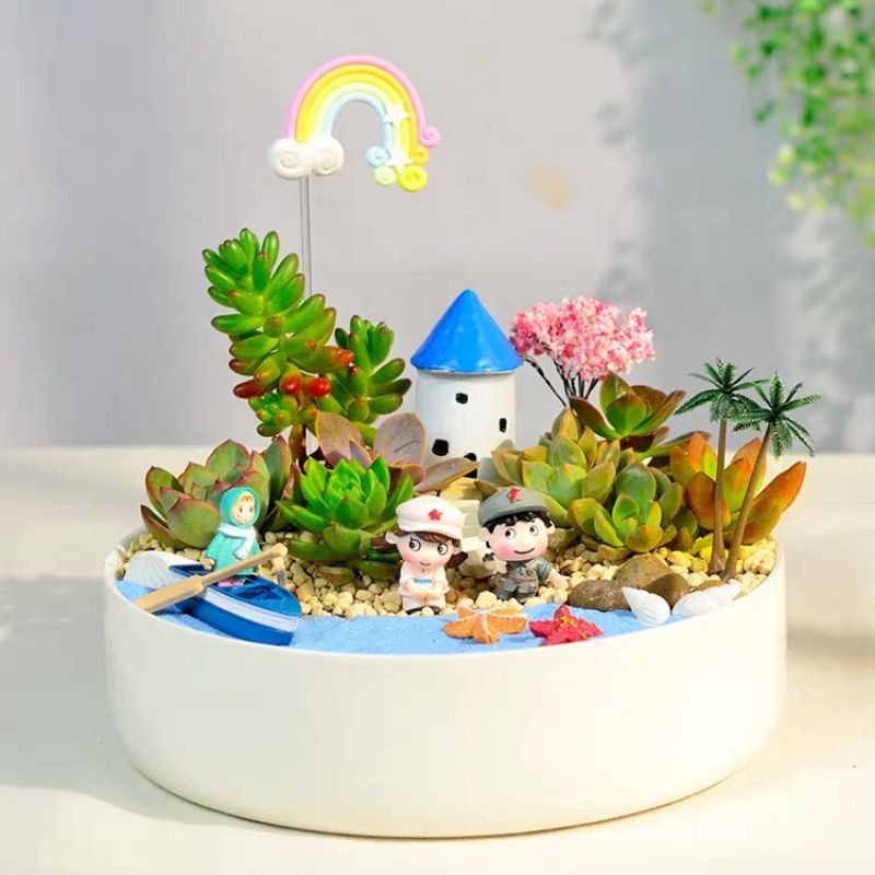 |FREESHIP| CẶP ĐÔI BỘ ĐÔI NHỎ - Phụ kiện trang trí cây xanh để bàn làm việc, mô hình trang trí cho bể cá, tiểu cảnh