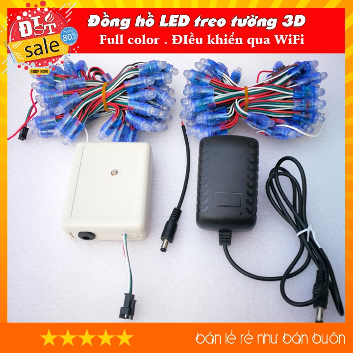 [RẺ NHẤT VIỆT NAM] DIY Đồng hồ LED treo tường 3D - Full Color Điều khiển qua WiFi