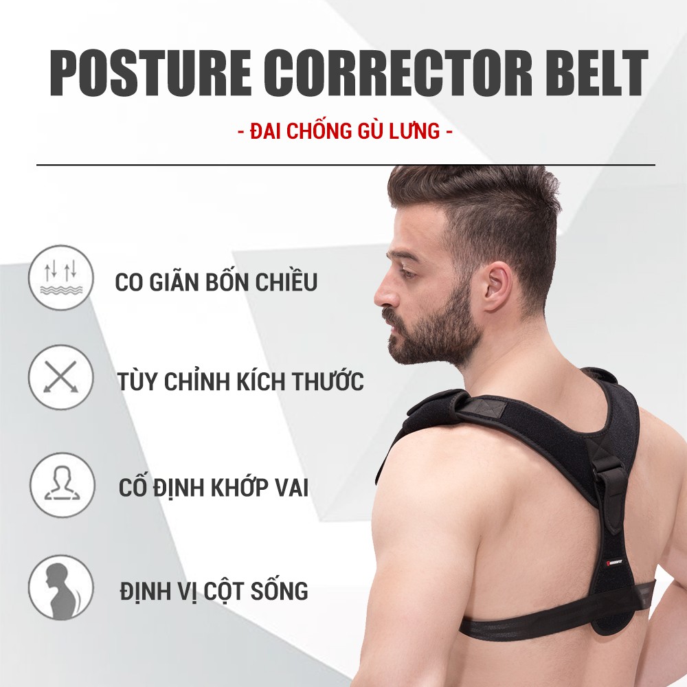 Đai chống gù lưng nữ, nam cao cấp GoodFit chất liệu bền, thoáng khí, định hình cột sống GF712P