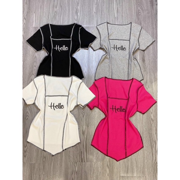 [Mã 11FASHIONSALE1 giảm 10K đơn 50K] Áo thun body cổ vuông chần chỉ thêu chữ | BigBuy360 - bigbuy360.vn