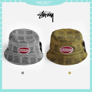 Mũ xô dệt kim Stussy 100% hàng chính hãng họa tiết sọc caro thời trang cao cấp