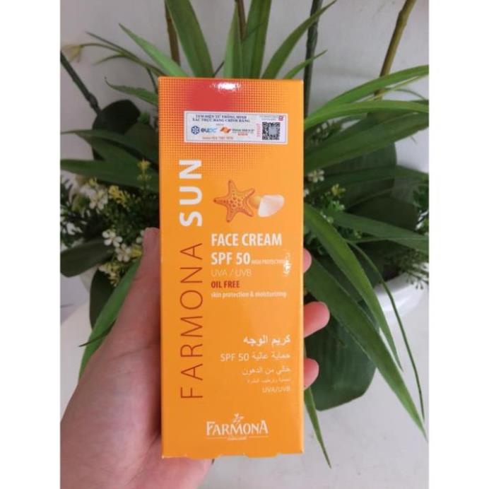 Kem chống nắng nâng tone Farmona Sun Face Cream Oil Free Spf50 không chứa dầu không gây kích ứng cho da mặt 50ml