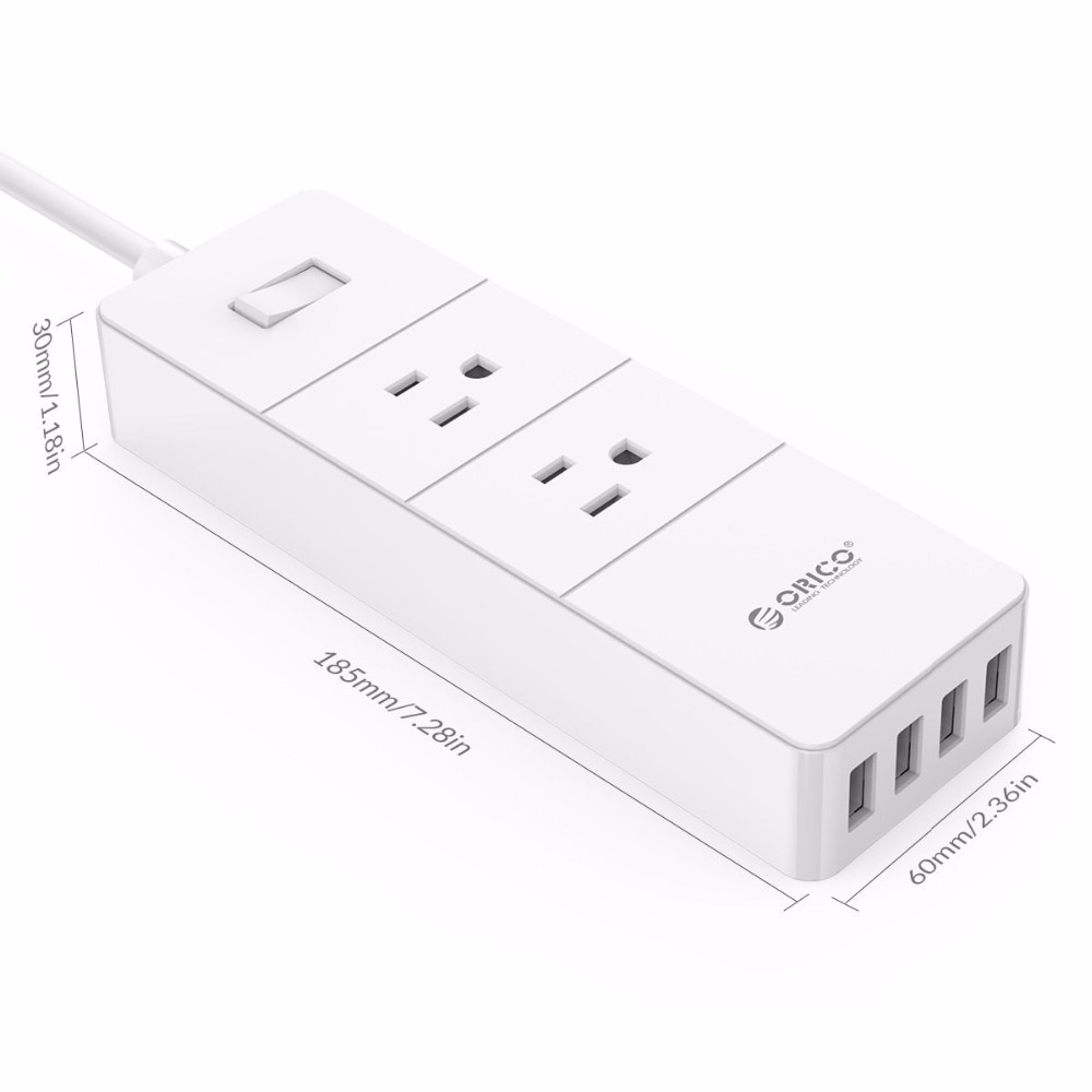 Ổ Cắm Điện ORICO 2AC 4 Cổng USB Đa Năng IPC-2A4U-V2
