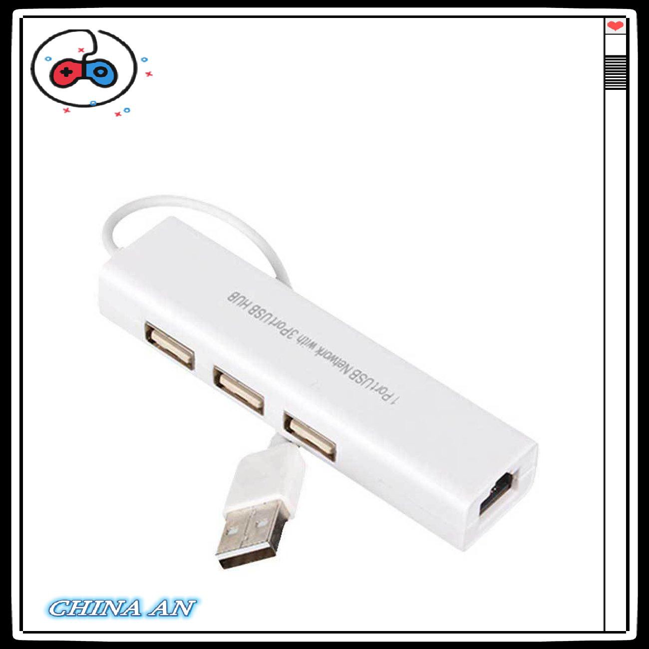 ⚡Hot sản phẩm/3 Ports USB 2.0 Ethernet RJ45 Wired LAN Network Card Hub Adapter for Mac