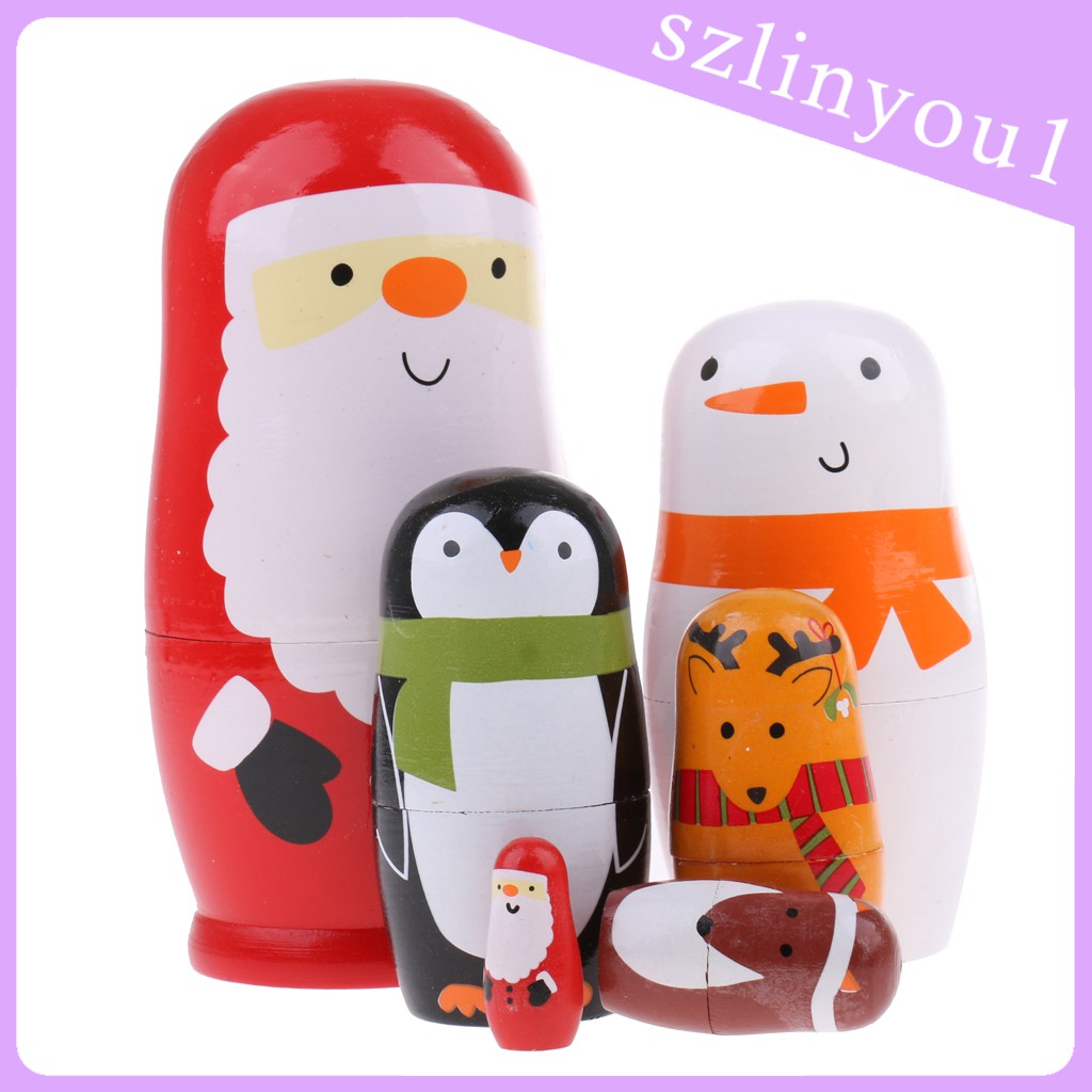 NEW Bộ 6 Búp Bê Nga Matryoshka Hình Ông Già Noel