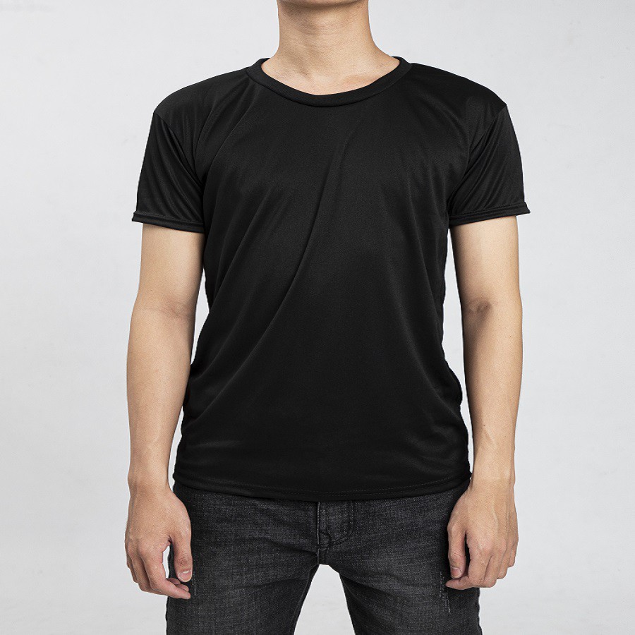 Áo thun trơn nam trơn cổ tròn TH Store chất cotton co giãn bốn chiều, thấm hút mồ hôi màu đen | BigBuy360 - bigbuy360.vn