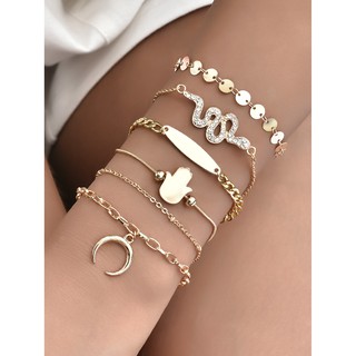 Set 6 Vòng Tay Kim Loại Thiết Kế Tinh Xảo Cho Nữ