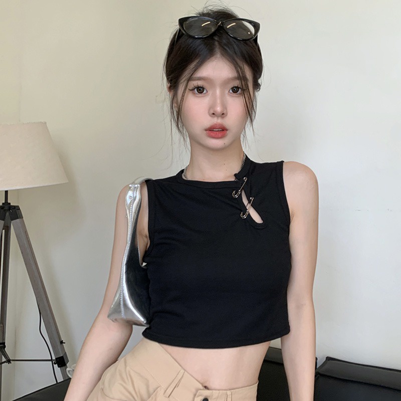 Áo Croptop Sát Nách Màu Sắc Trơn Phong Cách Hàn Quốc Thời Trang Mùa Hè Cho Nữ