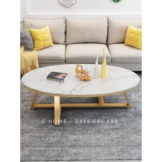 📛📛 Bàn Trà Sofa Hình Elip Mặt Đá Vân Mây C'Home