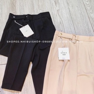 Quần baggy vải cạp khuy gập