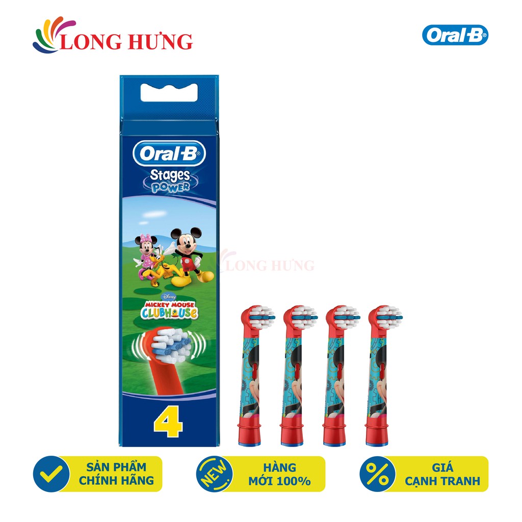 Đầu bàn chải thay thế bàn chải điện trẻ em Oral-B Disney Stages Power Mickey Mouse (Set 4 cái) - Hàng nhập khẩu