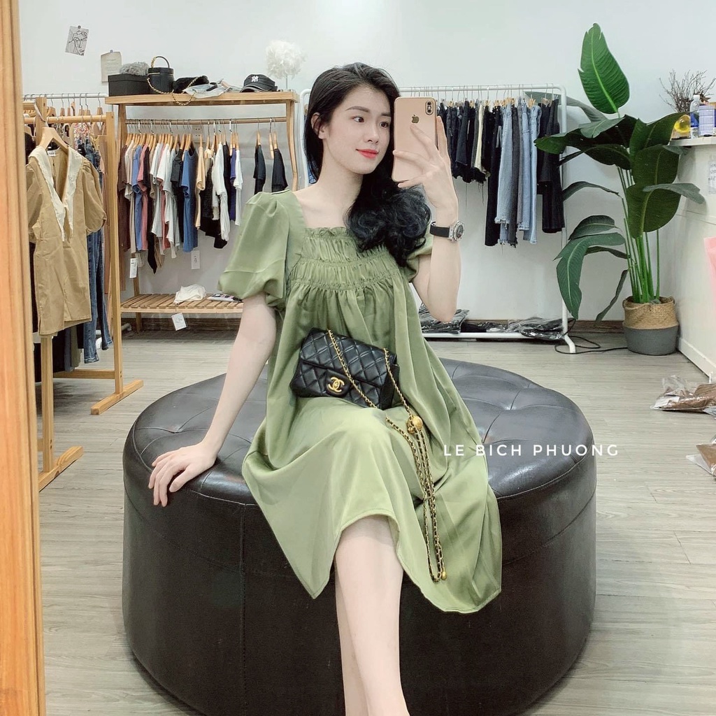 Váy Bầu Suông Đẹp Sang Chảnh Đầm Bầu Mùa Hè Thiết Kế Chun Ngực Thời Trang HD2638 Honey Mommy