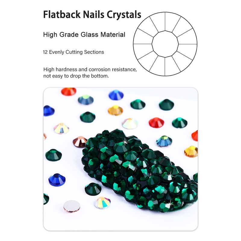 Set 1728 Phụ Kiện Đính Đá Trang Trí Móng Tay K9 SS4-SS12 Màu Sắc DIY
