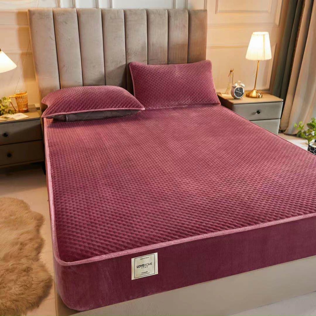 Bộ ga gối nỉ ong , sét ga gối nỉ thu đông cao cấp