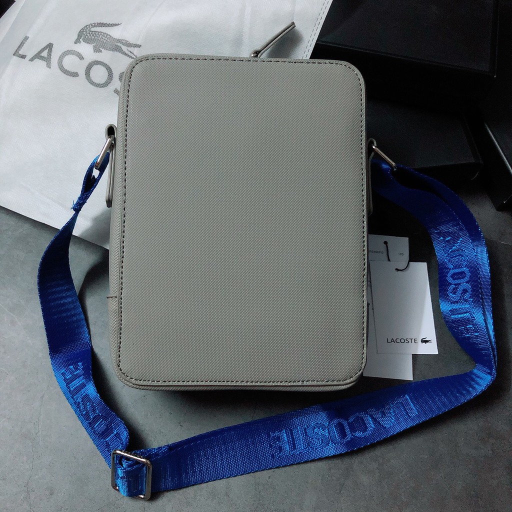 Túi Lacoste hộp sọc chéo xanh - XK836