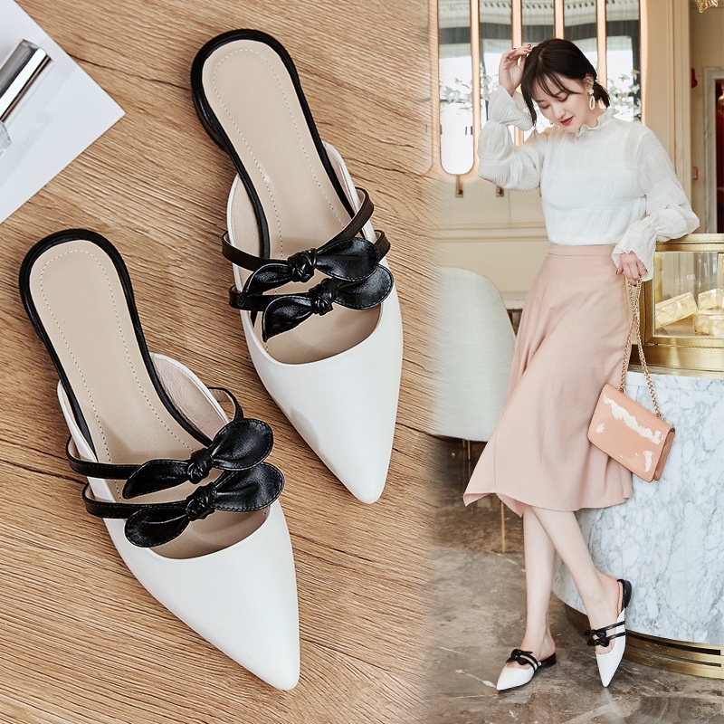 Sục nữ mũi nhọn thắt nơ kép nhỏ xinh HÀN QUỐC 3,5 cm cực xinh mẫu mới nhất 2022