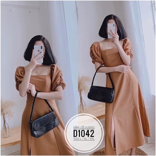 Bigsize Đầm cổ vuông xẻ tà D1042
