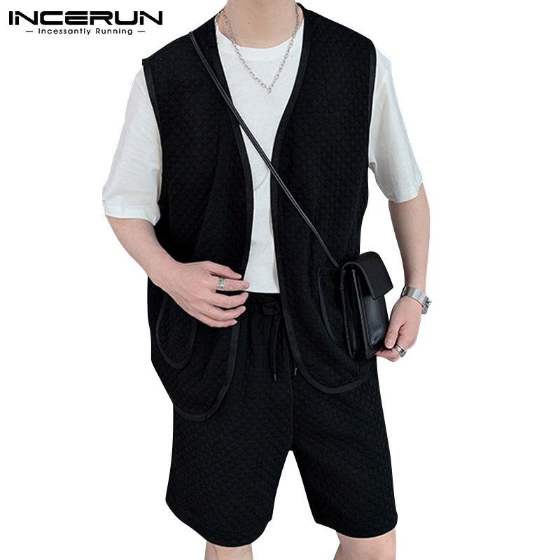 Set áo không tay + quần short INCERUN thời trang mùa hè cho nam