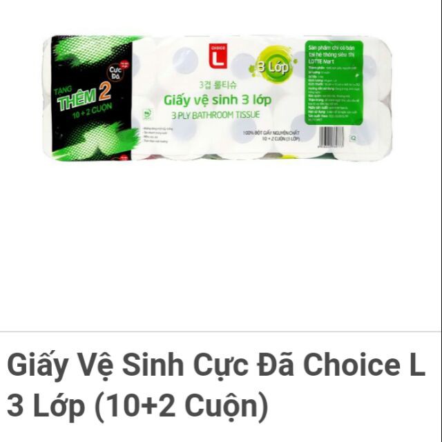 Giấy Vệ Sinh Cực Đã Choice L 3 Lớp (10+2 Cuộn) - Hàng Siêu Thị